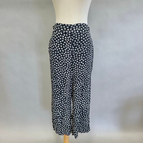 Madewell Huston Pull-On Crop Pants in Woodcut Flowers Size Medium - Picture 1 of 15